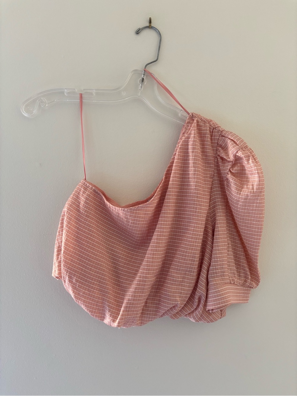En Saison One-Shoulder Pink Striped Women's Top